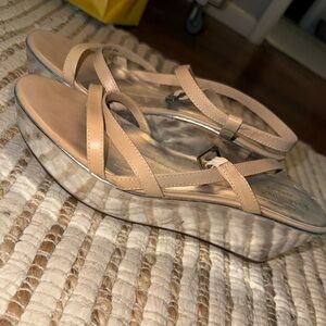 Kate Spade Nude and Silver Platform Sandals